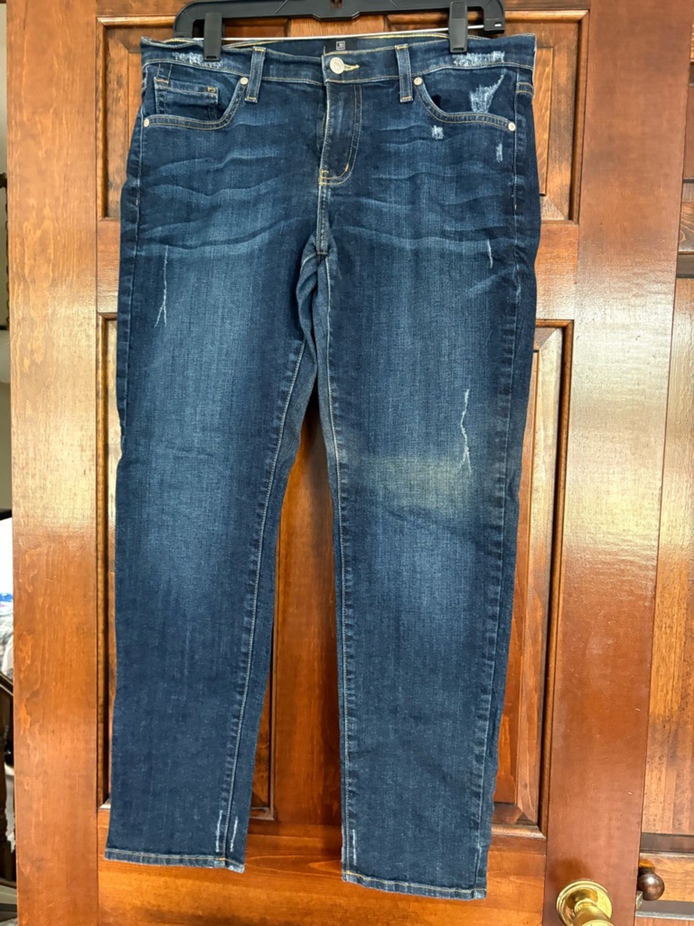 Just Black Womens Dark Wash Slim Straight Jeans